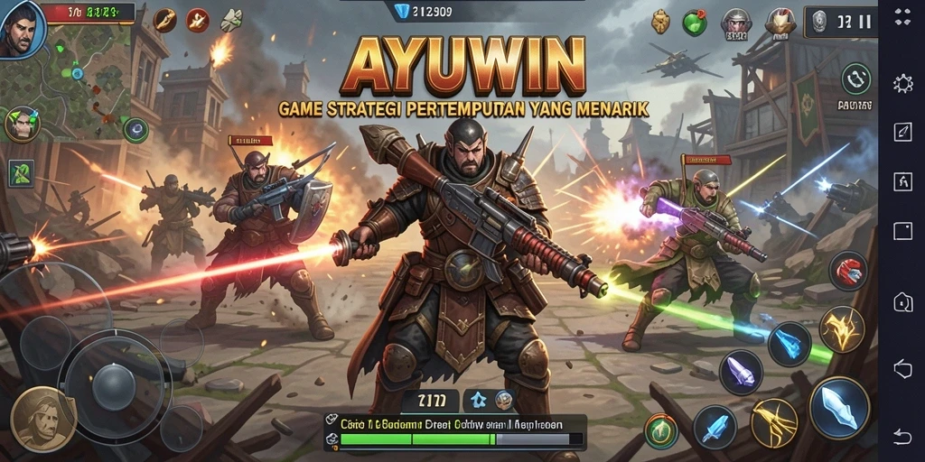 Screenshot AYUWIN menampilkan aksi pertempuran strategi yang seru.