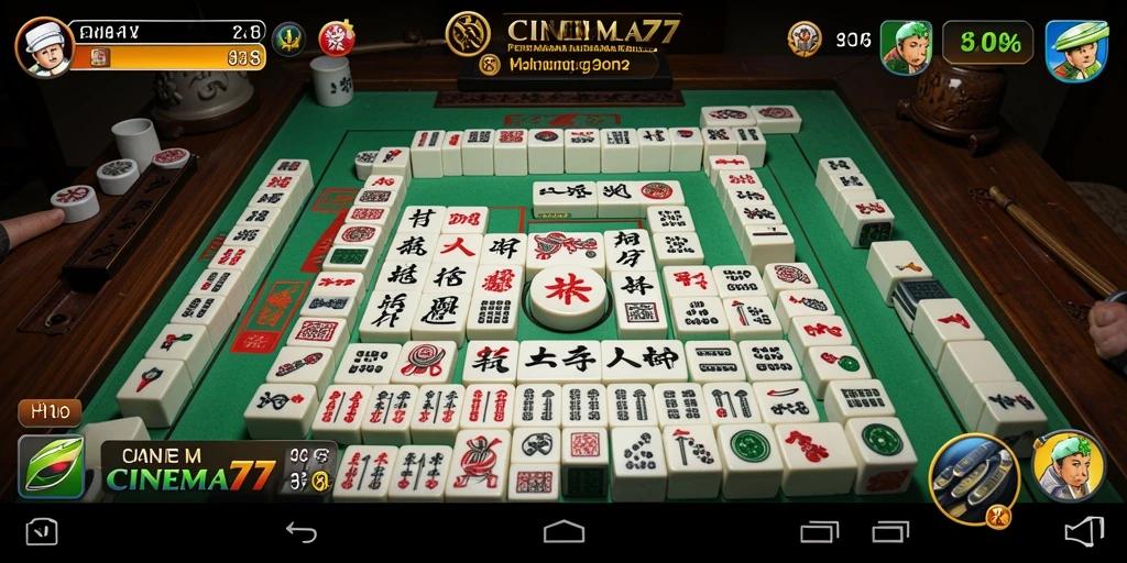 Screenshot CINEMA77 menampilkan gameplay Mahjong yang seru dan menantang.