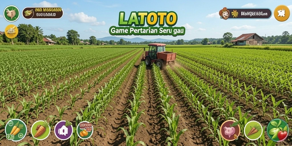 Screenshot gameplay LATOTO menampilkan ladang yang subur dan aktif.