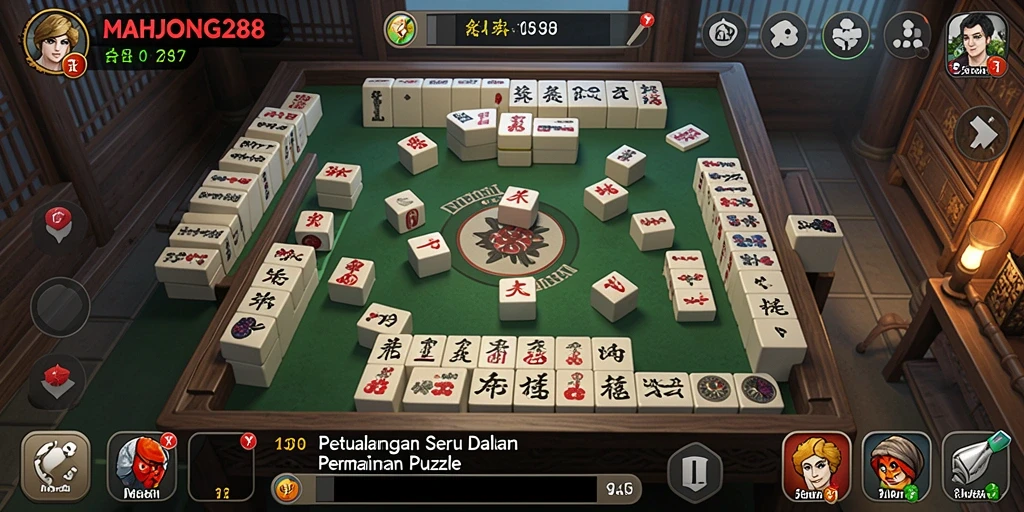 Screenshot game MAHJONG288 menampilkan aksi seru petualangan puzzle.