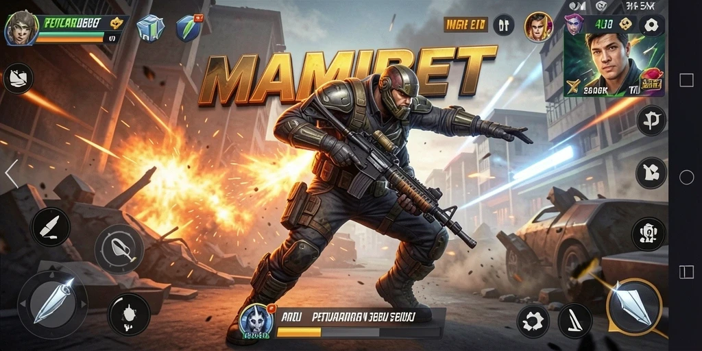 Tangkapan layar utama MAMIBET menunjukkan gameplay penuh aksi dan strategi.