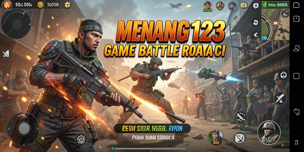 Screenshot gameplay MENANG123 yang menampilkan pertarungan Battle Royale yang mendebarkan.