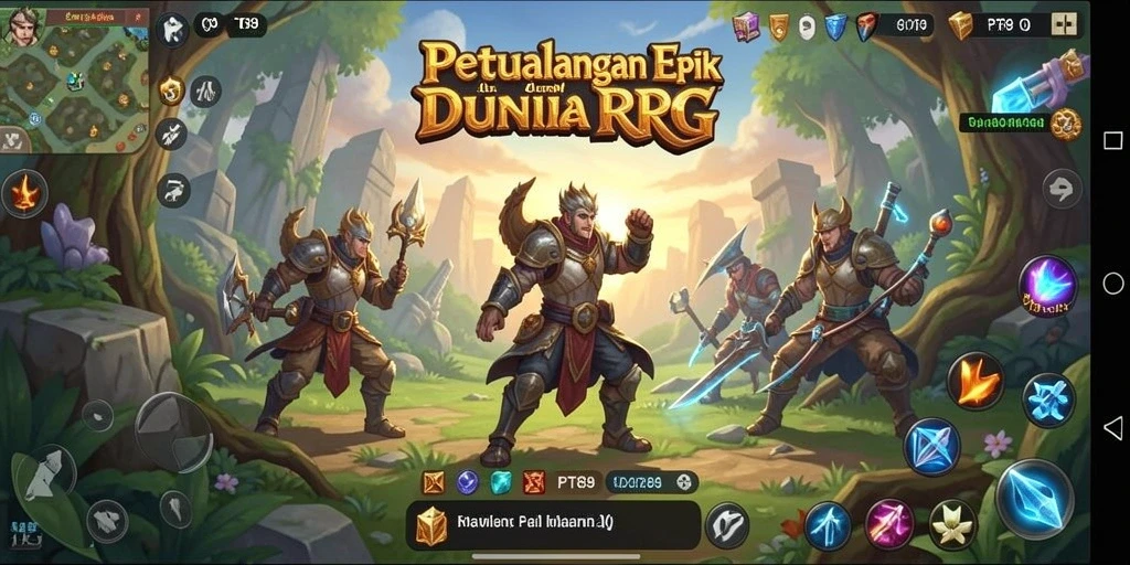 Screenshot PT89 menampilkan aksi pertarungan epik dalam dunia fantasi.