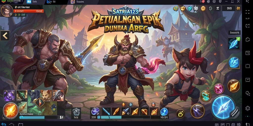Tampilan gameplay SATRIA123 dengan pertarungan yang seru dan karakter yang keren.
