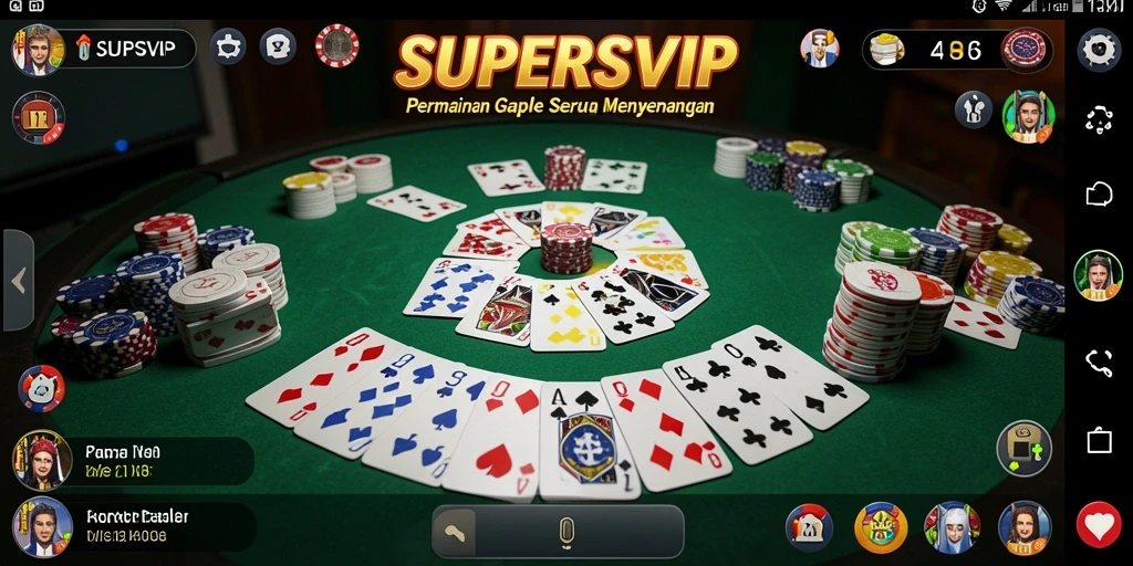 Tangkapan layar SUPERSVIP menampilkan gameplay Gaple yang seru dan interaktif.