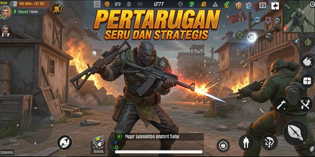 Screenshot UT77 menampilkan pertarungan dinamis antara dua karakter dengan efek visual yang memukau.