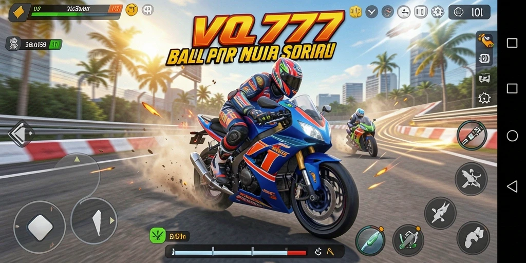 Gameplay menegangkan dalam balapan motor yang cepat dan seru.