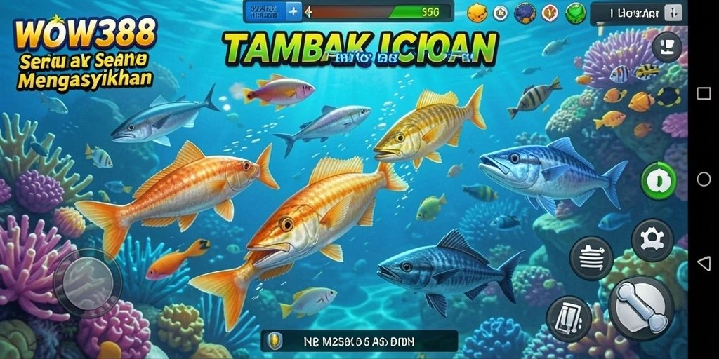 Tampilan main WOW388 yang seru dengan ikan berwarna-warni.